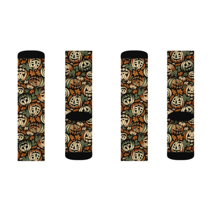 Halloween Pumpkin Sublimation Socks - Cozy Festive Footwear for Fall, Party Favor, Halloween Costume, Unique Gift Idea