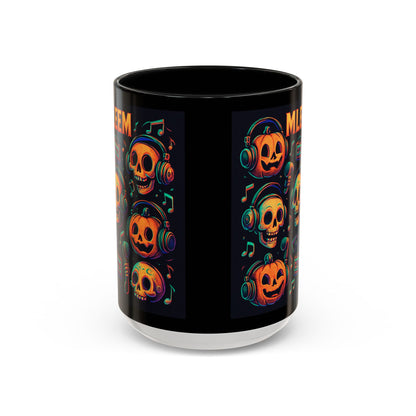 Halloween Skull Coffee Mug, Spooky Decor, Gift for Music Lovers, Pumpkin Head Mug, Halloween Party Favor