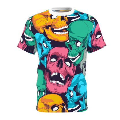 Colorful Skull Graphic Tee, Unisex T-Shirt, Halloween Apparel, Festival Wear, Edgy Street Style, Unique Gift