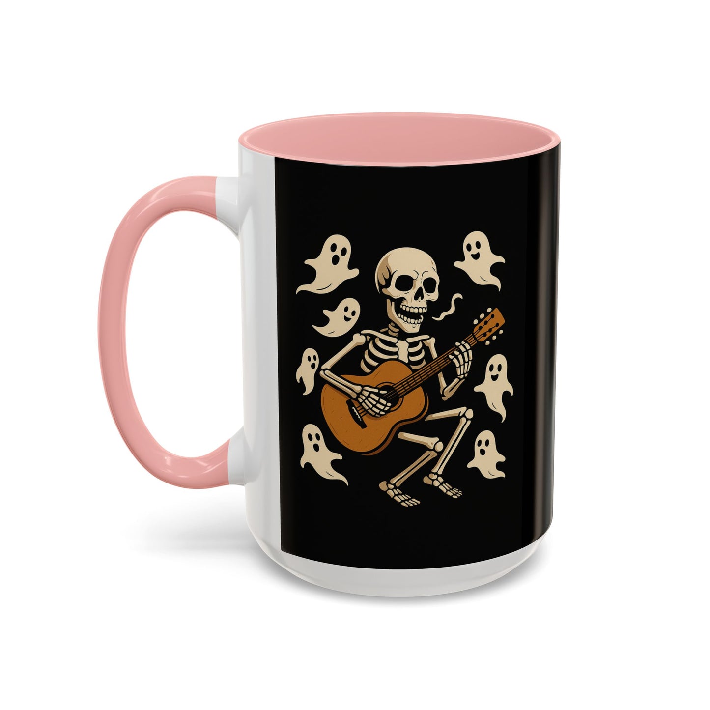 Spooky Skeleton Coffee Mug, Halloween Decor, Bone-Jam Ghost Mug, Gift for Music Lovers, Unique Drinkware
