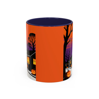 Halloween-Themed Accent Coffee Mug, Spooky Autumn Decor, Pumpkin Coffee Cup, Fall Gift, October Celebration