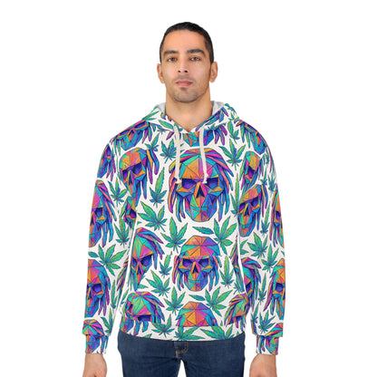 Colorful Skull & Leaf Unisex Pullover Hoodie, Graphic Hoodie, Streetwear, Festival Apparel, Gift for Him/Her/Teens, Cozy Hoodie