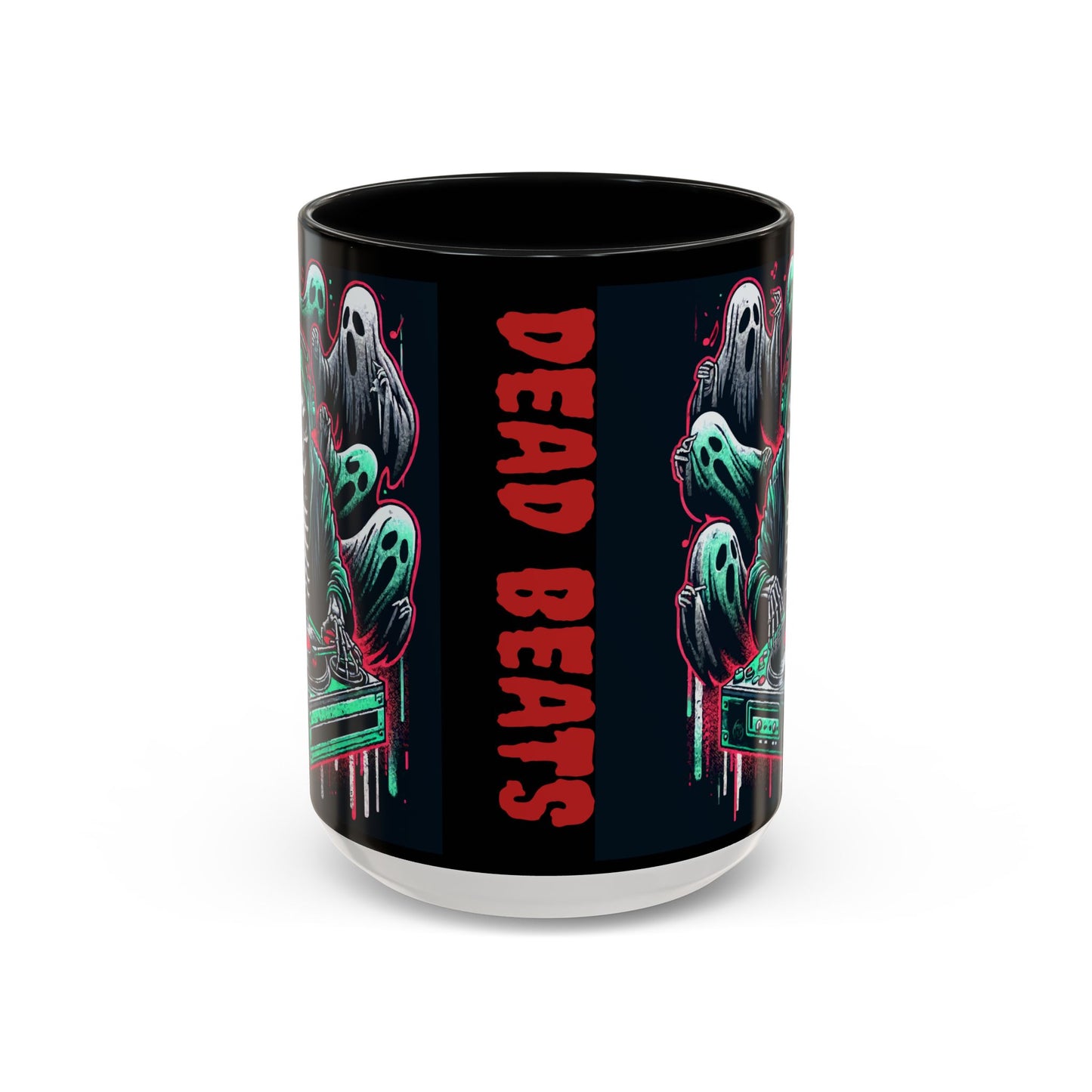 Gothic Coffee Mug, Spooky Mug, Halloween Gift, Ghost-Themed Drinkware, DJ Skull Mug, Music Lover’s Mug