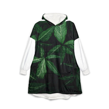 Cozy Leaf Print Hooded Blanket