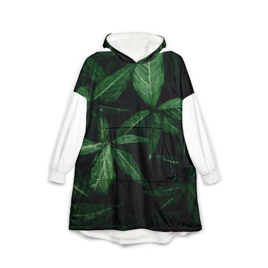 Cozy Leaf Print Hooded Blanket