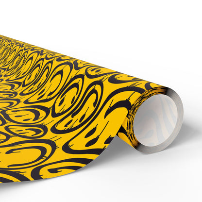 Stylish Wrapping Paper Roll, Unique Gift Wrap for Birthdays, Holidays, Anniversaries, DIY Crafts, Yellow Black Design