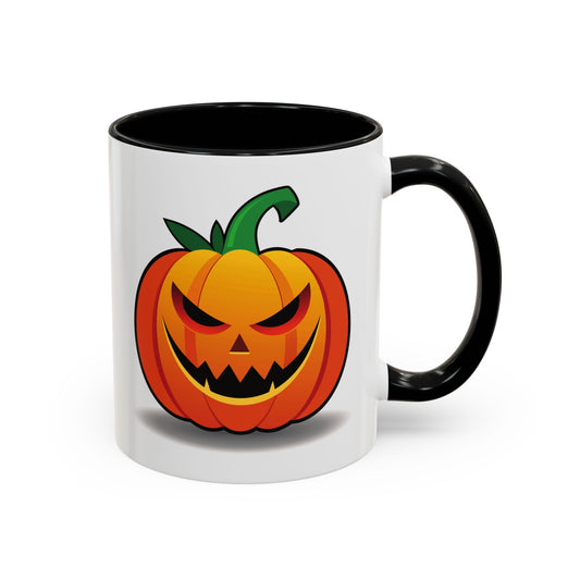 Halloween Pumpkin Accent Mug | Spooky Coffee Cup | Fall Decor | Pumpkin Art | Gift for Halloween Lovers, 11oz, 15oz