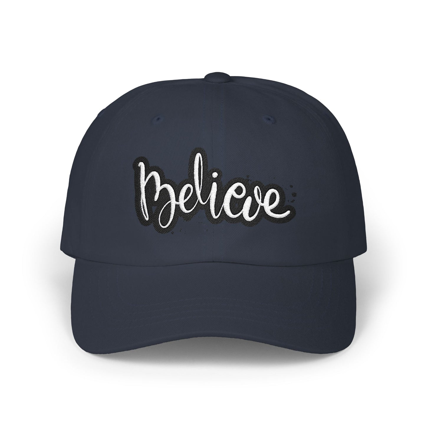 Believe Classic Dad Cap, Motivational Hat, Gift for Dad, Casual Cap, Summer Accessory, Adjustable White Cap