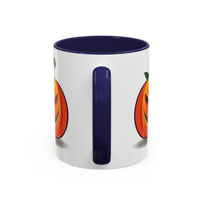 Halloween Pumpkin Accent Mug | Spooky Coffee Cup | Fall Decor | Pumpkin Art | Gift for Halloween Lovers, 11oz, 15oz