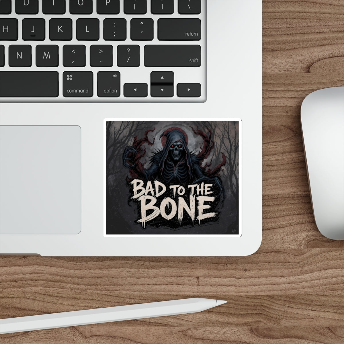 Bad to the Bone Die-Cut Stickers | Edgy Skull Decor, Laptop Decorations, Halloween Party Favors, Punk Aesthetic Accessories, Gift Stickers