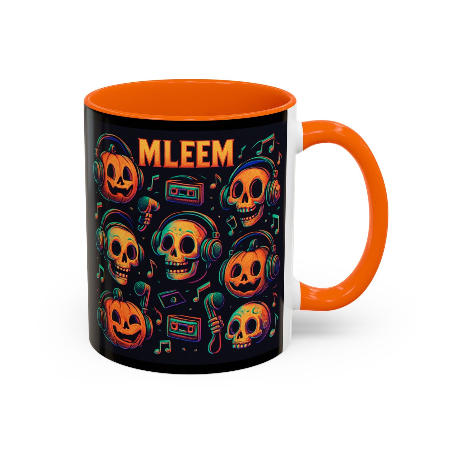 Halloween Skull Coffee Mug, Spooky Decor, Gift for Music Lovers, Pumpkin Head Mug, Halloween Party Favor