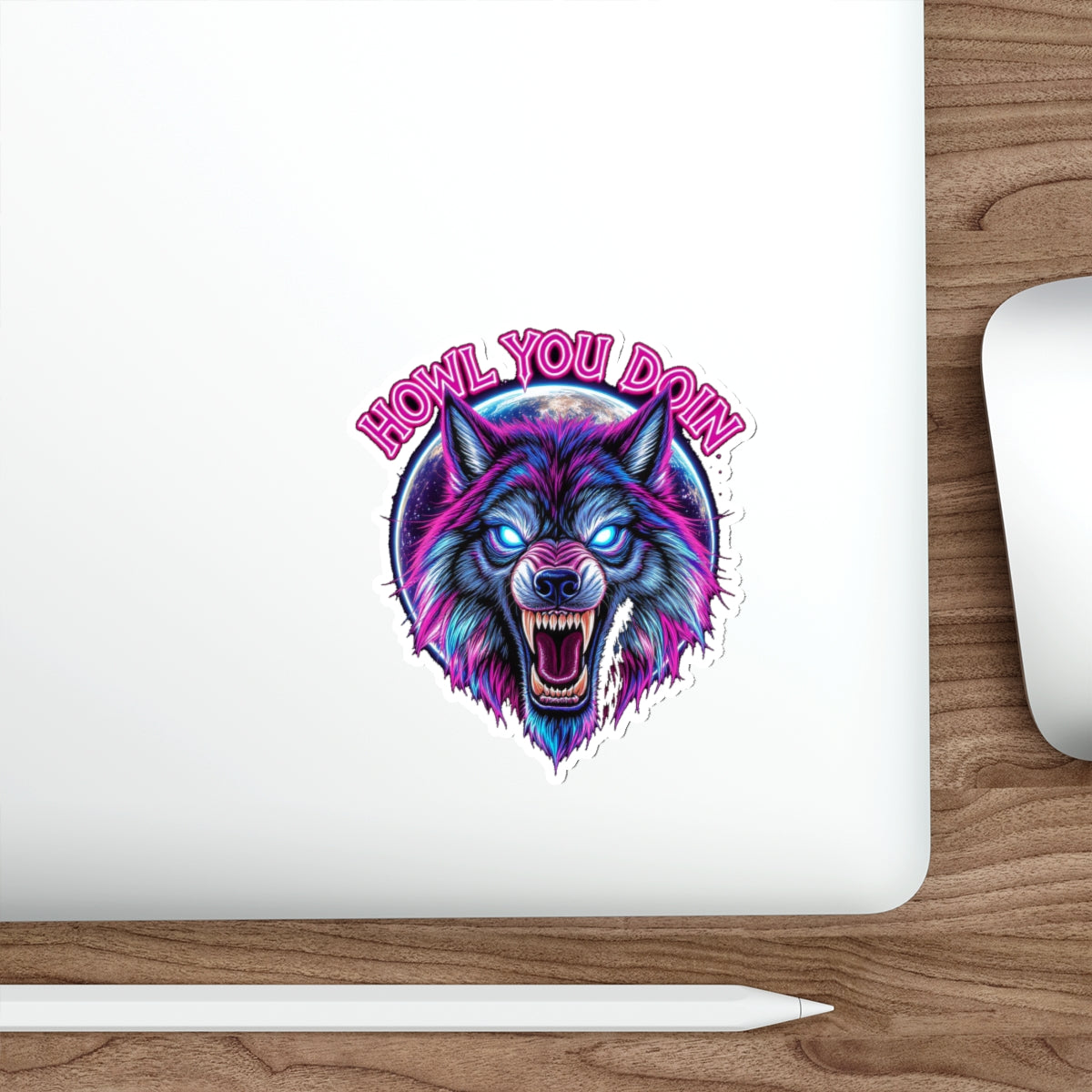 Vibrant Wolf Die-Cut Stickers - Howl You Doin'? - Laptop Decor, Water Bottle Stickers, Gift for Animal Lovers, Cool Graphic Art
