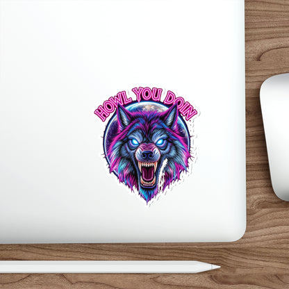 Vibrant Wolf Die-Cut Stickers - Howl You Doin'? - Laptop Decor, Water Bottle Stickers, Gift for Animal Lovers, Cool Graphic Art