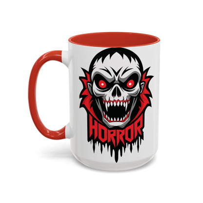 Horror-Themed Coffee Mug, Unique Gift for Halloween Lovers, Scary Decor, Black Accented Mug, Gothic Drinkware, Spooky Kitchenware