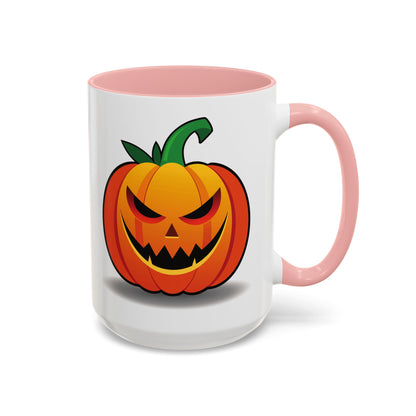 Halloween Pumpkin Accent Mug | Spooky Coffee Cup | Fall Decor | Pumpkin Art | Gift for Halloween Lovers, 11oz, 15oz