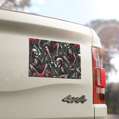 Skeleton Skateboard Car Magnets | Fun Halloween Decor, Unique Gift for Skaters, Auto Accessories, Quirky Home Decor