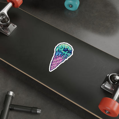 Skull Ice Cream Die-Cut Stickers, Unique Laptop Stickers, Fun Wall Decals, Cool Gift for Teens, Halloween Decor, Edgy Accessories