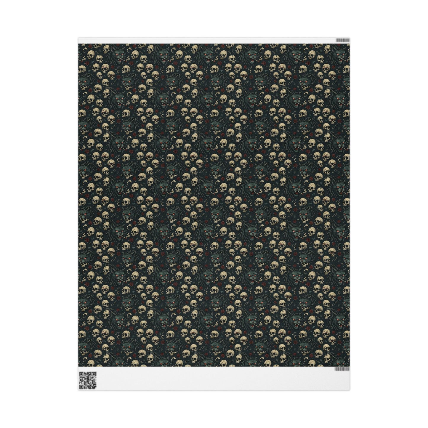 Dark Gothic Skulls Wrapping Paper, Spooky Gift Wrap for Halloween, Party Decor, Unique Present Packaging, Alternative Gift Wrap