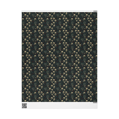 Dark Gothic Skulls Wrapping Paper, Spooky Gift Wrap for Halloween, Party Decor, Unique Present Packaging, Alternative Gift Wrap