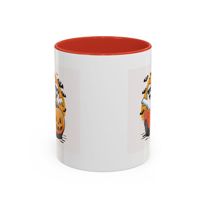 Halloween Ghost Car Coffee Mug, Spooky Mug for Fall, Pumpkin Spice Coffee Cup, Halloween Theme Drinkware, Funny Ghost Mug