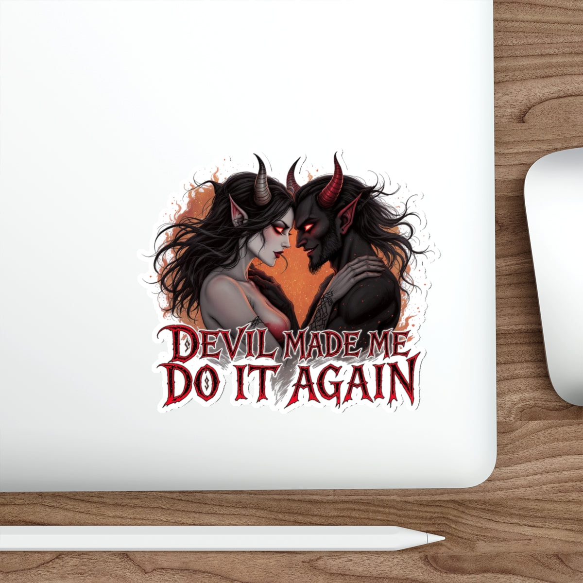 Devil Made Me Do It Again Stickers, die-cut stickers, laptop stickers, gothic decor, creative gifts, Halloween accessories