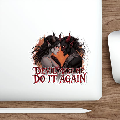 Devil Made Me Do It Again Stickers, die-cut stickers, laptop stickers, gothic decor, creative gifts, Halloween accessories