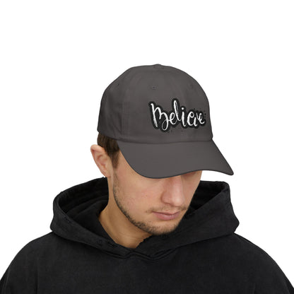 Believe Classic Dad Cap, Motivational Hat, Gift for Dad, Casual Cap, Summer Accessory, Adjustable White Cap