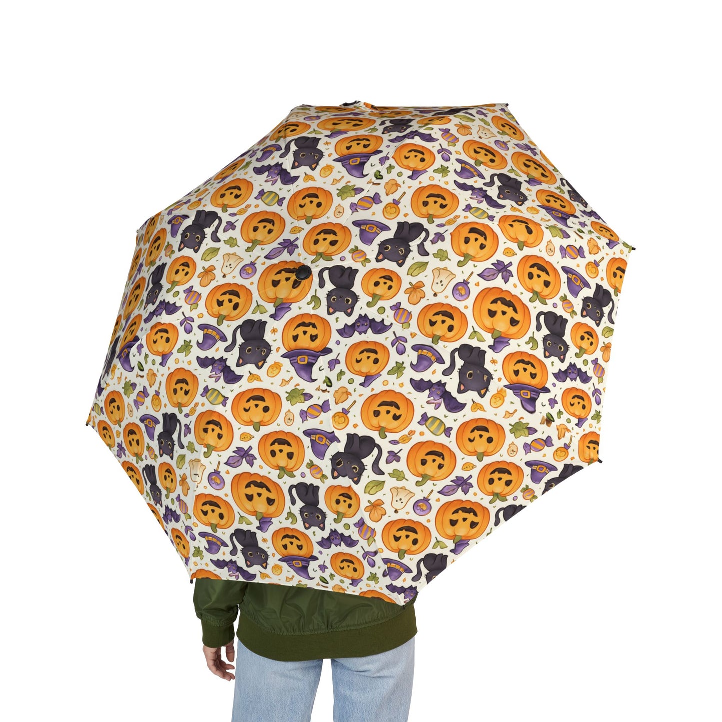 Halloween Themed Umbrella, Semi-Automatic Rain Gear, Foldable Umbrella, Gifting for Halloween, Cute Patterns, Weather Accessories
