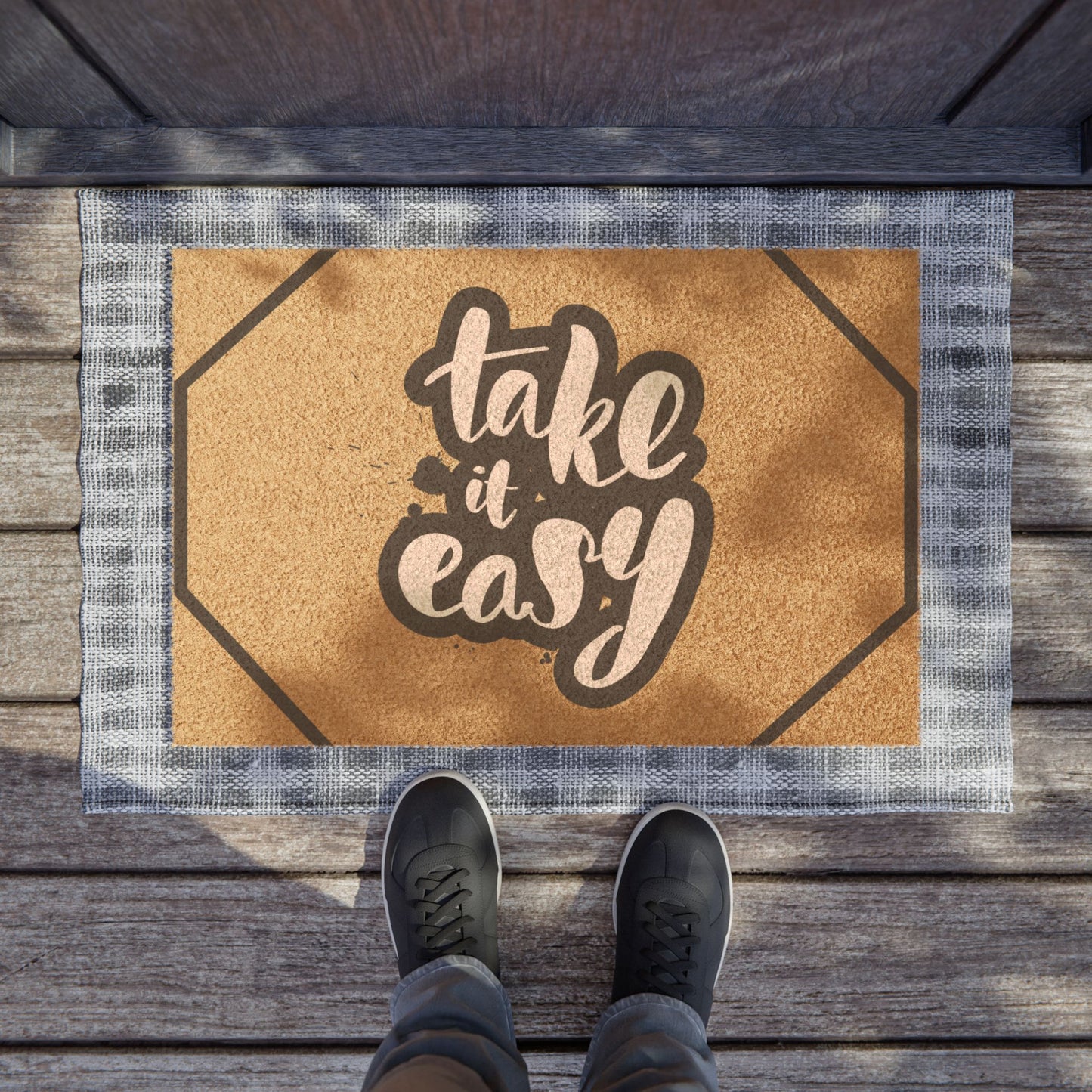 Welcome Doormat - Take It Easy | Front Door Mat | Home Decor | Housewarming Gift | Rustic Welcome Mat, Funny Doormat