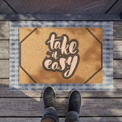 Welcome Doormat - Take It Easy | Front Door Mat | Home Decor | Housewarming Gift | Rustic Welcome Mat, Funny Doormat