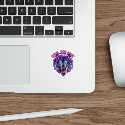 Vibrant Wolf Die-Cut Stickers - Howl You Doin'? - Laptop Decor, Water Bottle Stickers, Gift for Animal Lovers, Cool Graphic Art
