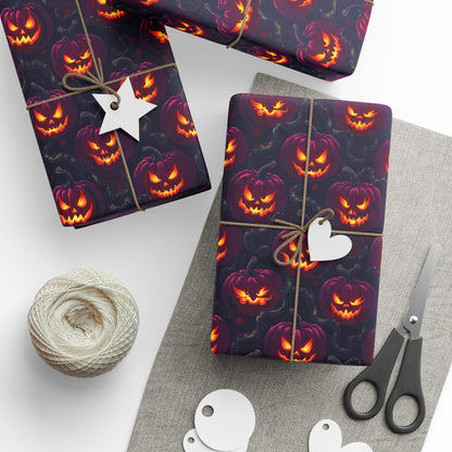 Halloween Themed Wrapping Paper, Festive Gift Wrap, Spooky Gift Wrap for Fall, Pumpkin Gift Wrap, Holiday Wrapping Sheets