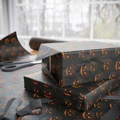 Halloween Pumpkin Wrapping Paper, Festive Gift Wrap for Fall Celebrations, Unique Holiday Supplies, Trick-or-Treat Decor, Party Favors