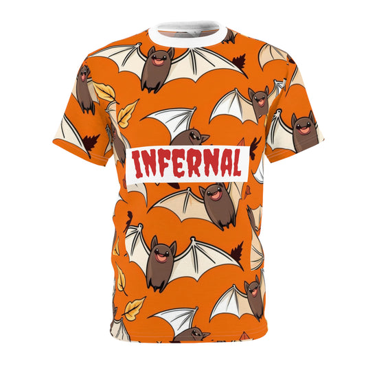 Unisex Bat Print Tee - Infernal Halloween Outfit, Fall Fashion, Gift for Horror Lovers, Fun Graphic T-Shirt, Cute Fall Apparel