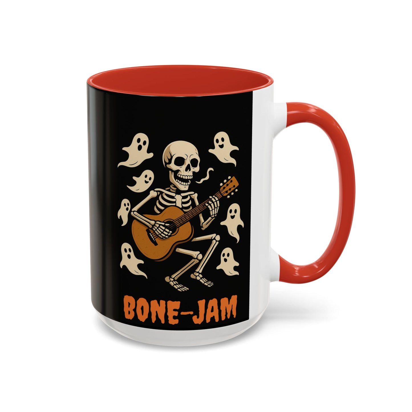 Spooky Skeleton Coffee Mug, Halloween Decor, Bone-Jam Ghost Mug, Gift for Music Lovers, Unique Drinkware
