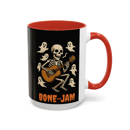 Spooky Skeleton Coffee Mug, Halloween Decor, Bone-Jam Ghost Mug, Gift for Music Lovers, Unique Drinkware