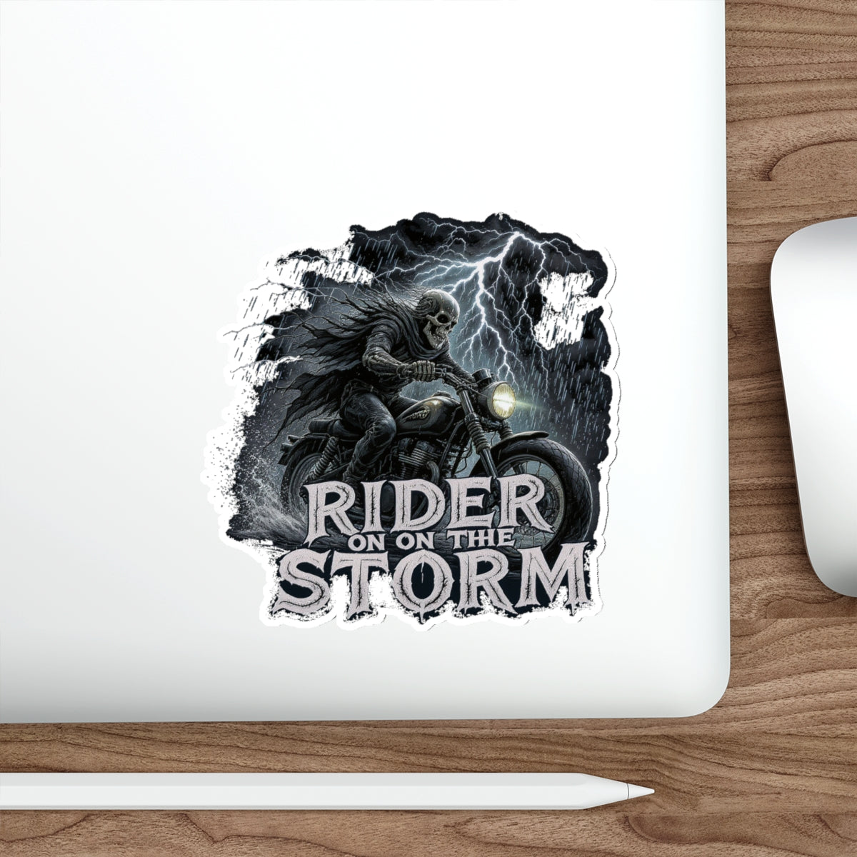 Rider on the Storm Die-Cut Stickers, Biker Decals, Motorcycle Stickers, Storm Aesthetic, Cool Laptop Decor