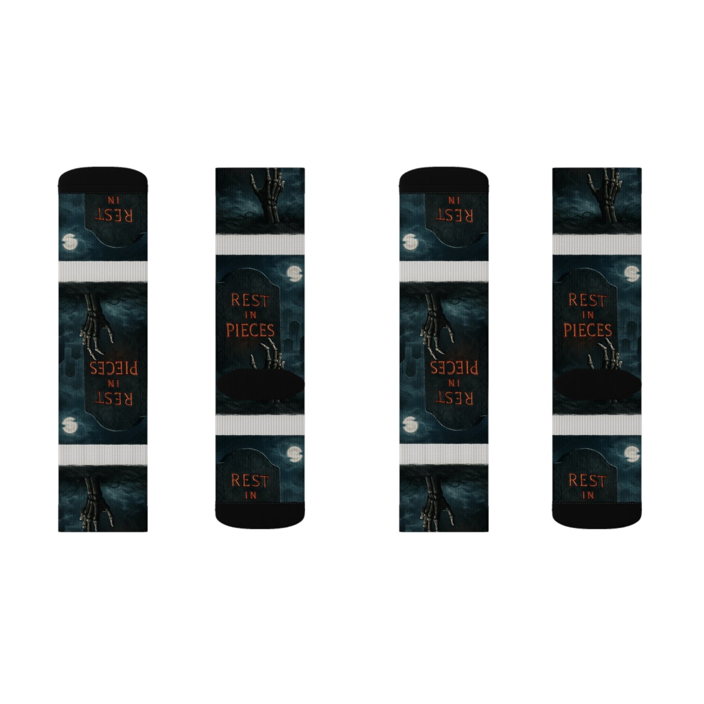 Gothic Themed Sublimation Socks, Perfect Gift for Halloween, Cosplay Accessories, Comfortable Footwear, Unique Fashion, Rest in Pieces