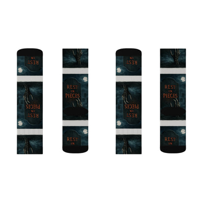 Gothic Themed Sublimation Socks, Perfect Gift for Halloween, Cosplay Accessories, Comfortable Footwear, Unique Fashion, Rest in Pieces