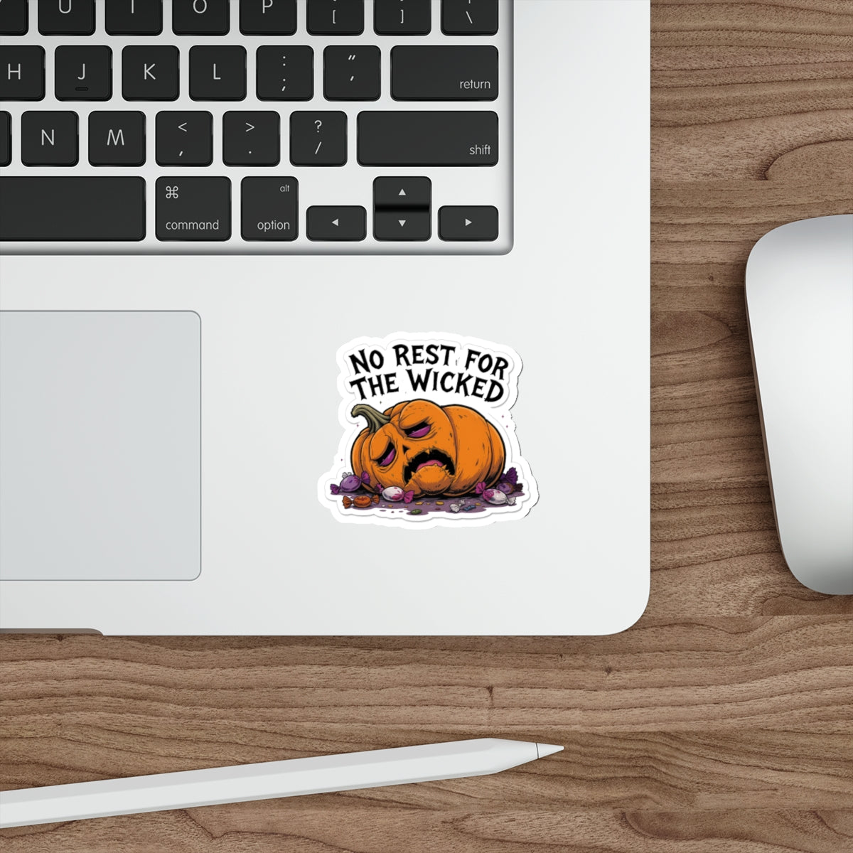Pumpkin-Themed Die-Cut Stickers, Halloween Decor, Cute Stickers for Laptops, No Rest for the Wicked, Gifts for Spooky Season