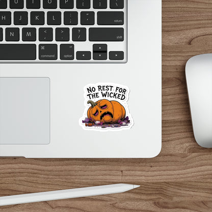 Pumpkin-Themed Die-Cut Stickers, Halloween Decor, Cute Stickers for Laptops, No Rest for the Wicked, Gifts for Spooky Season