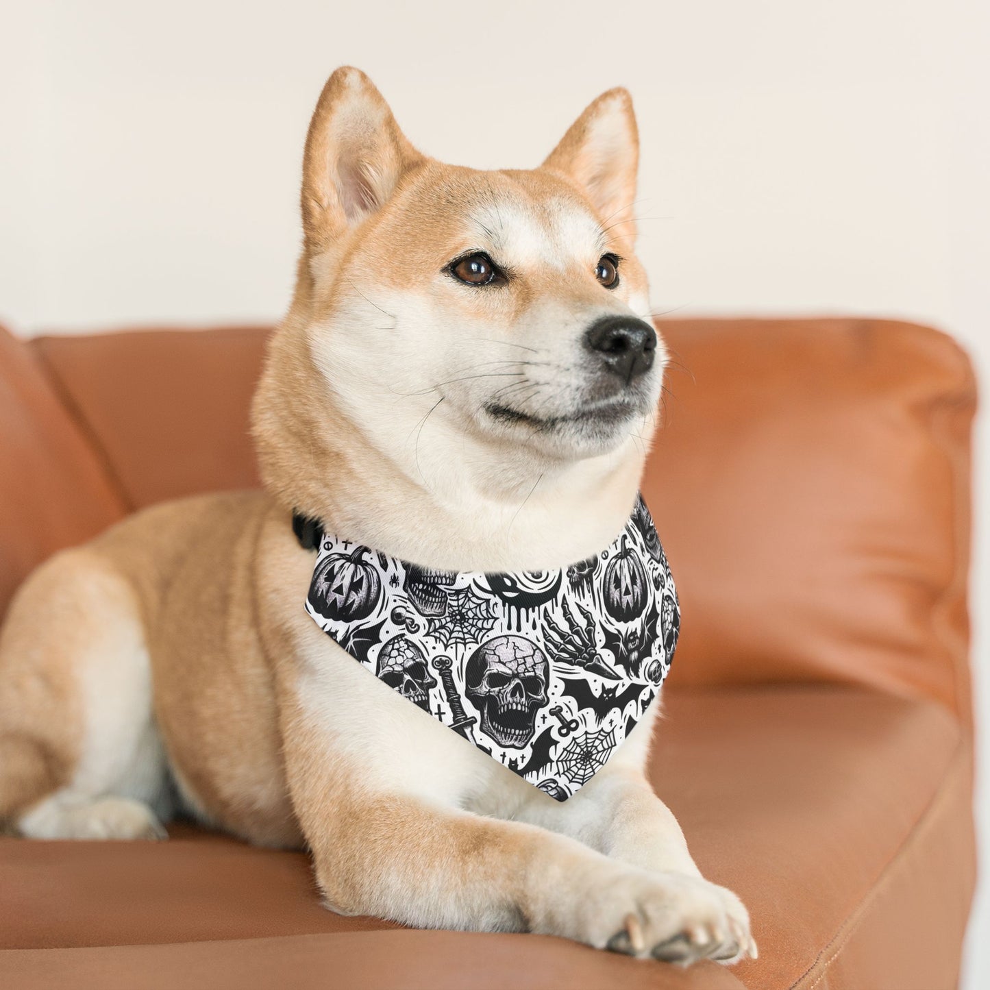 Pet Bandana Collar with Halloween Skull Design, Dog Accessory, Pet Costume, Spooky Outfit, Gift for Dog Lovers, Halloween Decor