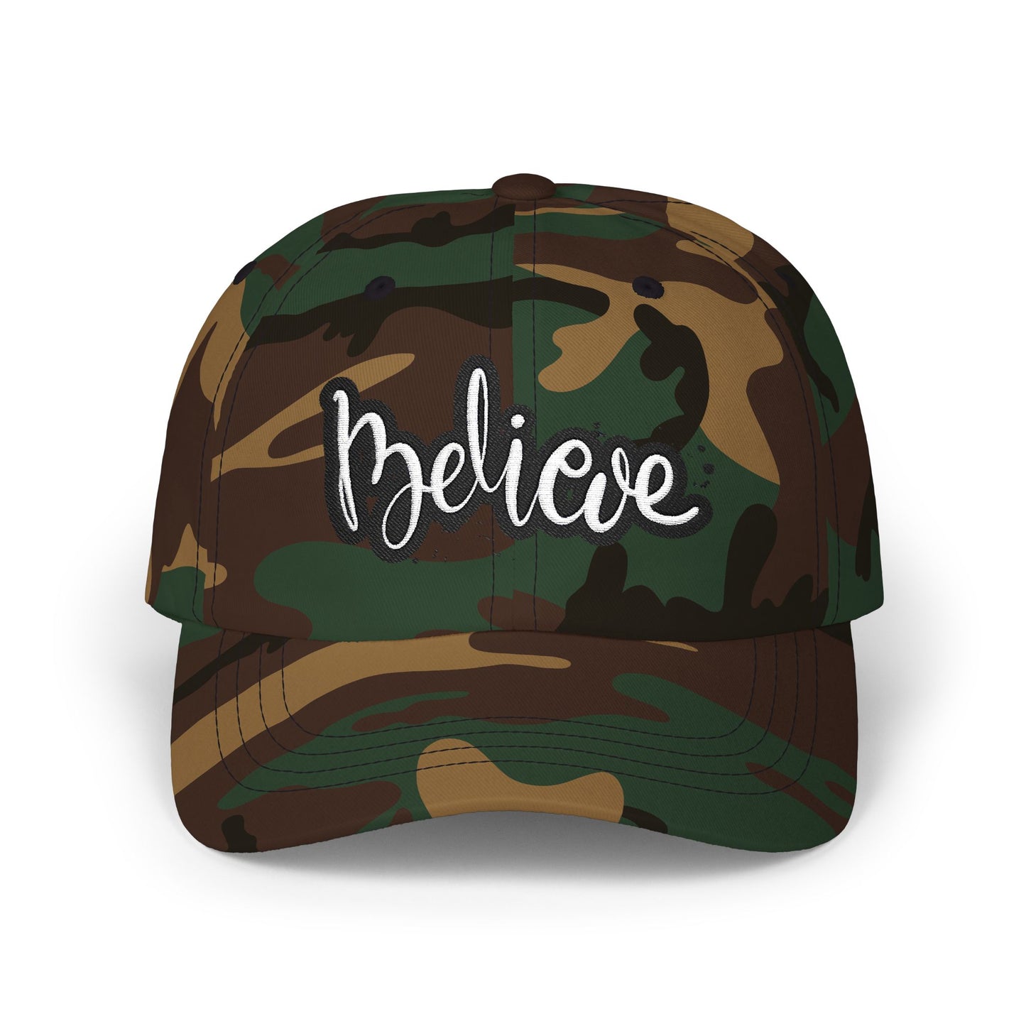Believe Classic Dad Cap, Motivational Hat, Gift for Dad, Casual Cap, Summer Accessory, Adjustable White Cap