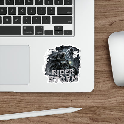 Rider on the Storm Die-Cut Stickers, Biker Decals, Motorcycle Stickers, Storm Aesthetic, Cool Laptop Decor