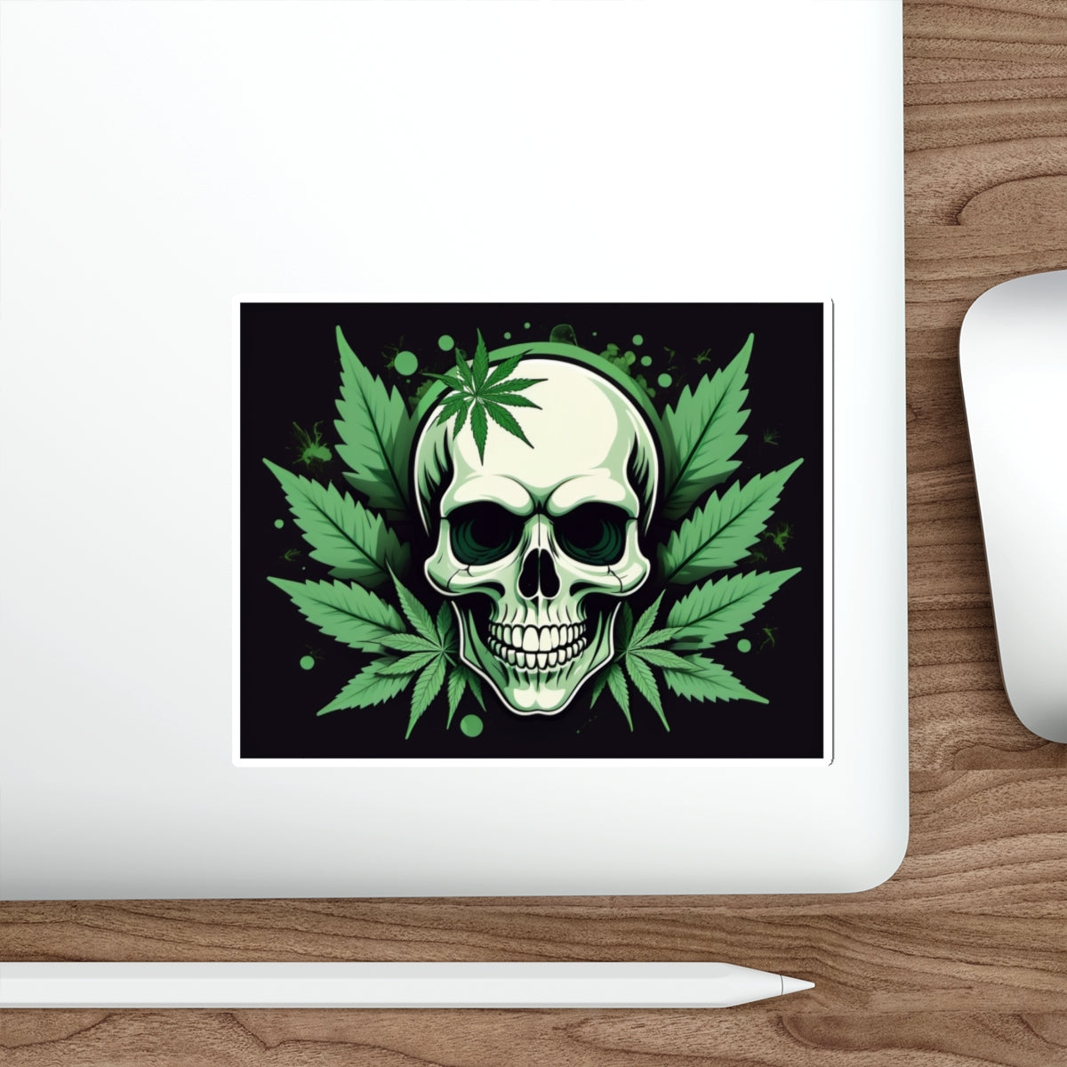 Green Skull Die-Cut Stickers, Gothic Decor, Laptop Accessories, Halloween Party Favor, Unique Gifts for Friends