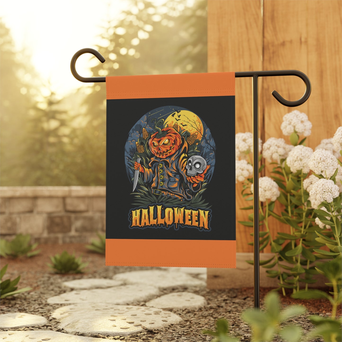 Halloween Garden Banner, Autumn Decor, Pumpkin Flag, Outdoor Halloween Decoration, Festive Yard Sign
