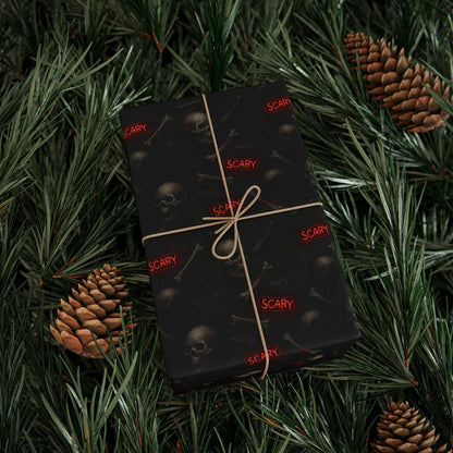 Spooky Halloween Wrapping Paper, Unique Gift Wrap for Halloween, Scary Black and Red Paper, Fun Decorative Wrap, Halloween Party Supplies
