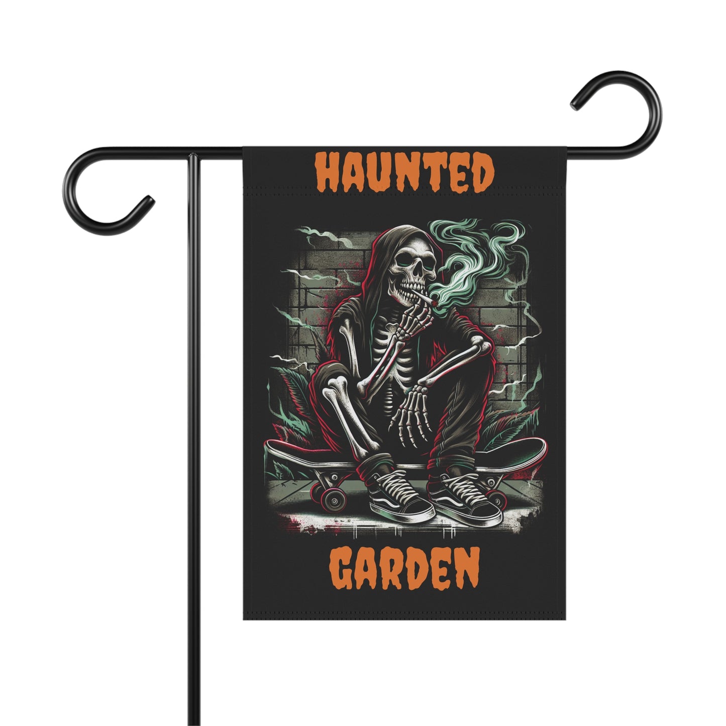 Haunted Garden Banner, Spooky Outdoor Decor, Halloween Garden Flag, Gothic Home Decor, Creepy Garden Sign, Skull Themed Decoration