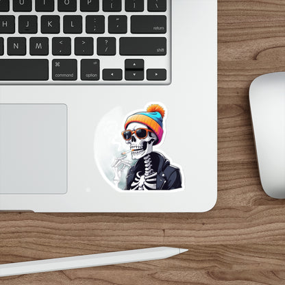 Chill Skeleton Die-Cut Stickers - Cool Vibes for Laptops, Water Bottles, and More - Perfect for Halloween, Parties, or Daily Fun!
