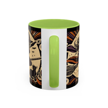 Halloween-Themed Accent Coffee Mug, Coffee Cup for Witch Lovers, Haunted Mug for Spooky Season, Unique Gift for Halloween, Witch Decor